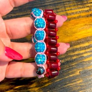 Two young girl adjustable bead bracelets NWOT
